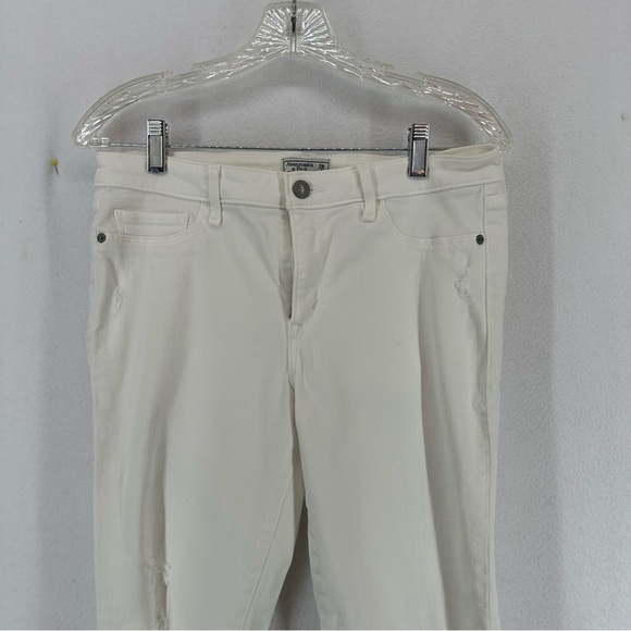 Abercrombie & Fitch Harper Low Rise Ankle Distressed Skinny Jeans 29/8R White - Picture 3 of 9